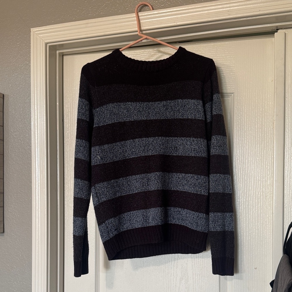 Women’s Black and Gray Striped Sweater